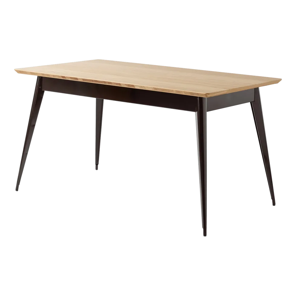 Table rectangulaire en chêne et acier brun noir 140x80cm 55 - Tolix