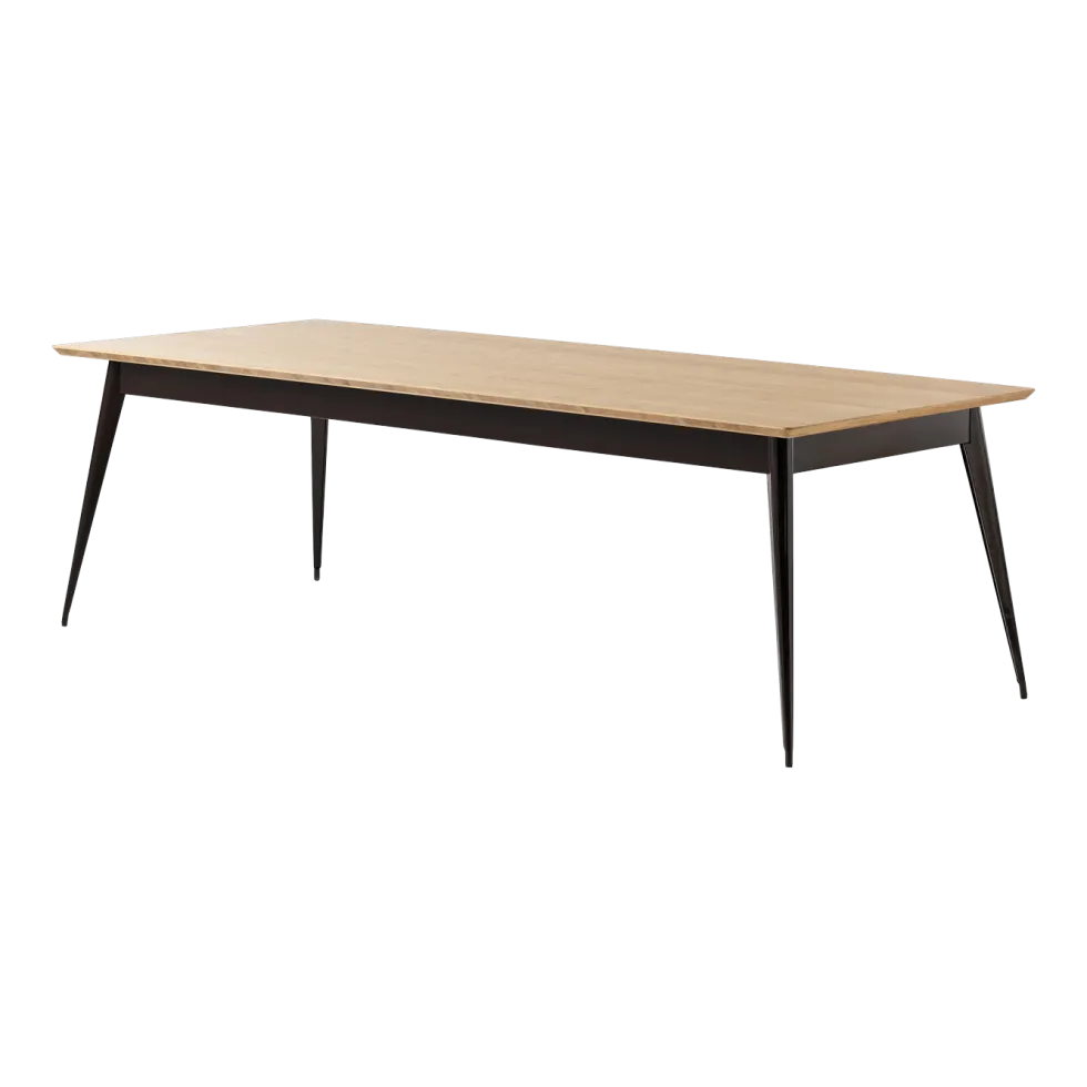 Table rectangulaire en chêne et acier brun noir 240x100cm 55 - Tolix