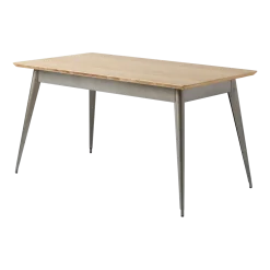 Table rectangulaire en chêne et acier brut vernis 140x80cm 55 - Tolix