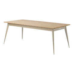 Table rectangulaire en chêne et acier gris beige 200x95cm 55 - Tolix