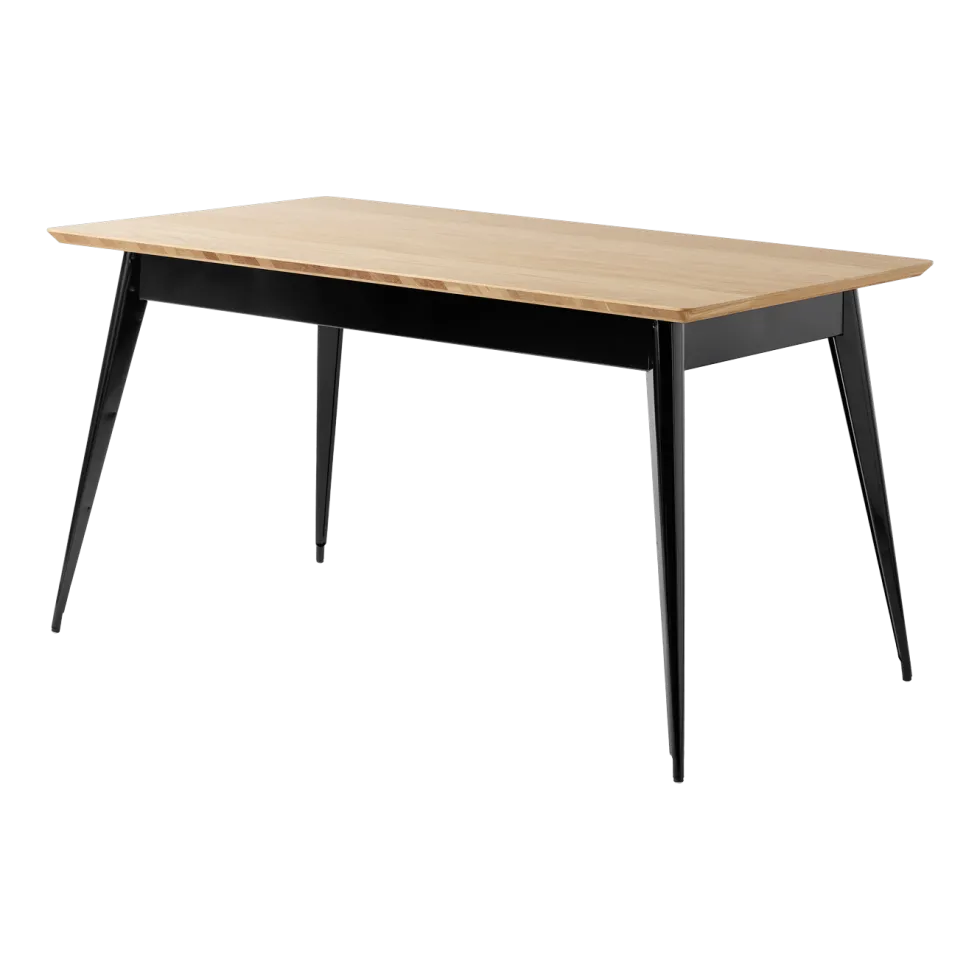 Table rectangulaire en chêne et acier noir foncé 140x80cm 55 - Tolix