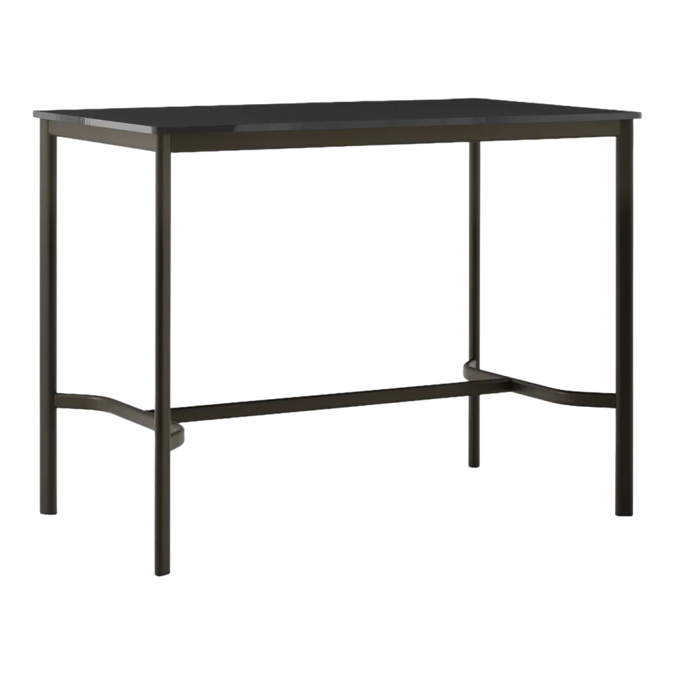 Table rectangulaire haute en acier noire et piètement bronze 140 x 80 x 105 cm Drip HW114 - &tradition