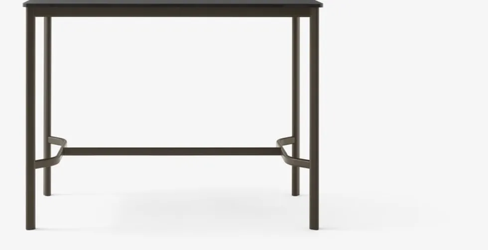 Table rectangulaire haute en acier noire et piètement bronze 140 x 80 x 105 cm Drip HW114 - &tradition