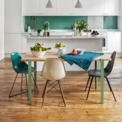 Table rectangulaire L Baltazar pieds vert romarin 75 cm - TIPTOE