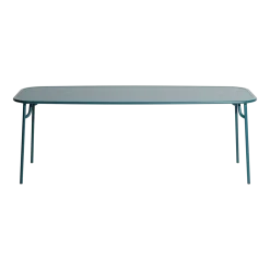 Table repas d'extérieure rectangle à lattes en aluminium bleu océan 220cm Week end - Petite friture
