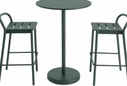 Table ronde d'extérieur en acier vert foncé 70 x 105 cm Linear - Muuto