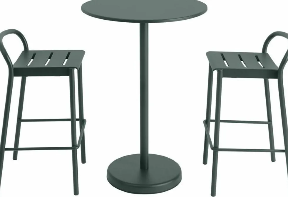Table ronde d'extérieur en acier vert foncé 70 x 105 cm Linear - Muuto
