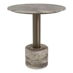 Table ronde en acier inoxydable et marbre gris 70x76cm Cooper - Versmissen