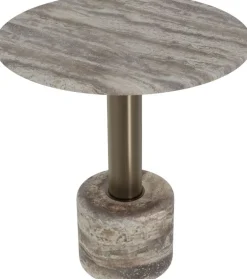 Table ronde en acier inoxydable et marbre gris 70x76cm Cooper - Versmissen