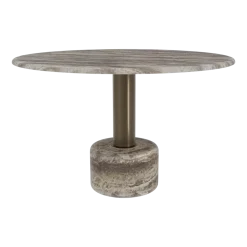 Table ronde en acier inoxydable et marbre gris 120x76cm Cooper - Versmissen