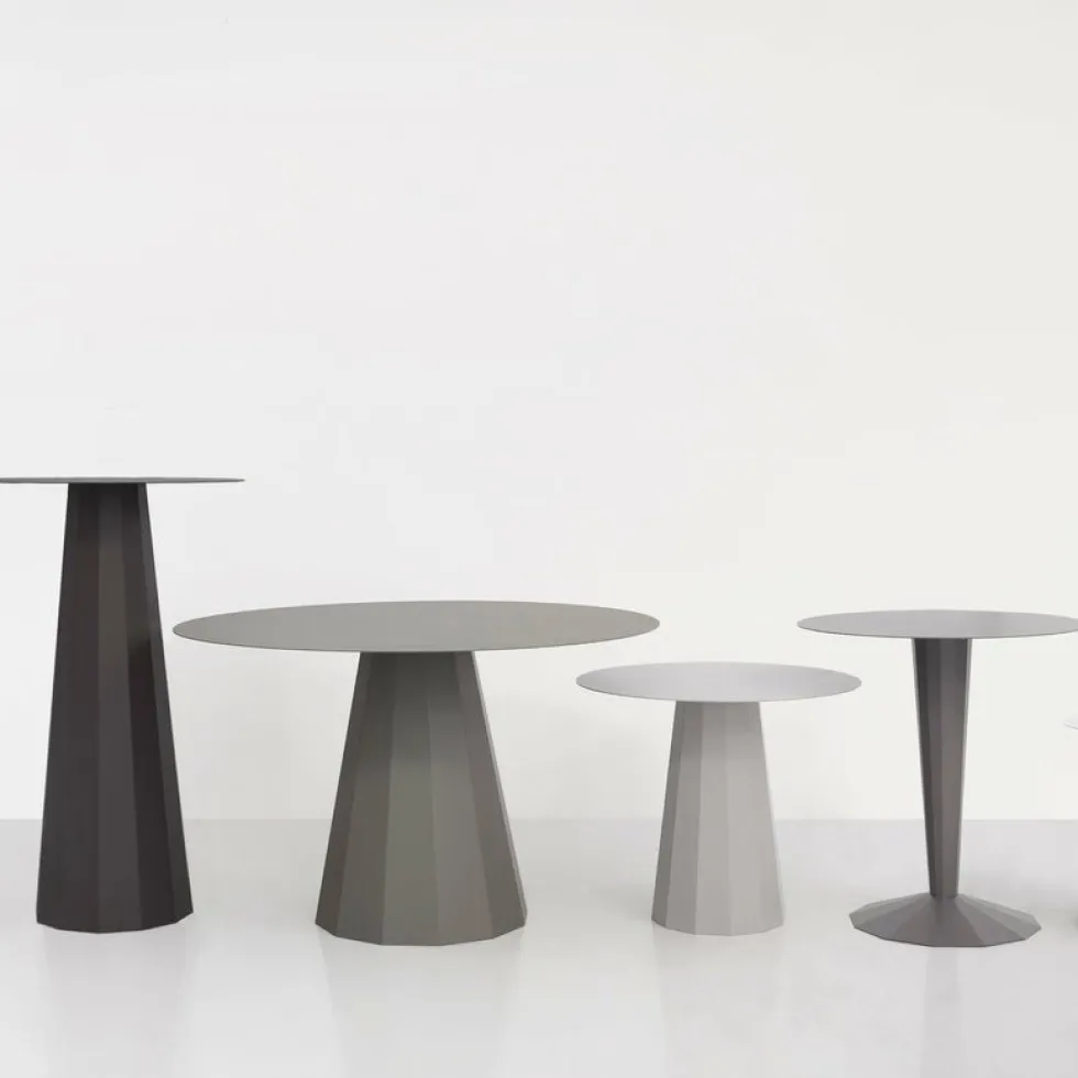 Table ronde en acier mat sable 80 cm Ankara - Matière Grise