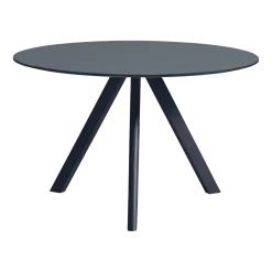 Table ronde en bois de chêne laqué bleu foncé et linoléum bleu fumé 120x73cm CPH 20 2.0 - Hay