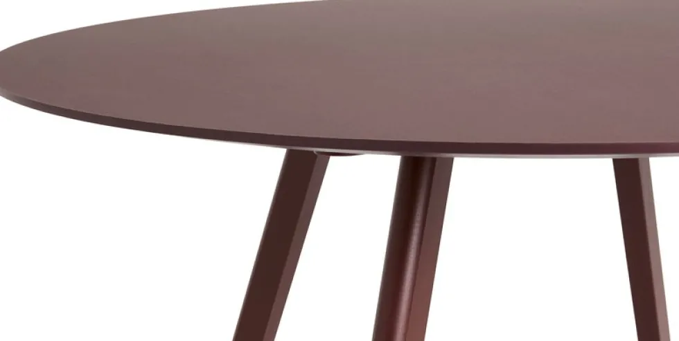 Table ronde en bois de chêne laqué et linoléum bordeaux 140x74cm CPH 25 2.0 - Hay