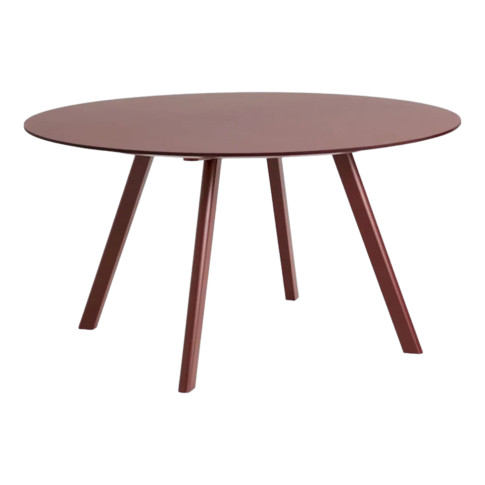 Table ronde en bois de chêne laqué et linoléum bordeaux 140x74cm CPH 25 2.0 - Hay