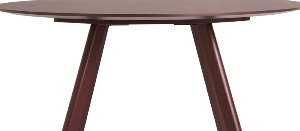 Table ronde en bois de chêne laqué et linoléum bordeaux 140x74cm CPH 25 2.0 - Hay