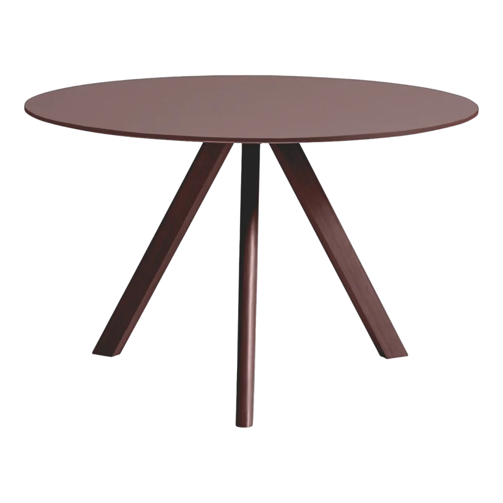 Table ronde en bois de chêne laqué et linoléum bordeaux 120x73cm CPH 20 2.0 - Hay