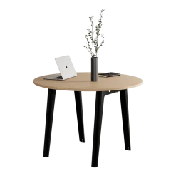 Table ronde en chêne éco-certifié D110 x 75 cm piètements noirs New Modern - Tiptoe