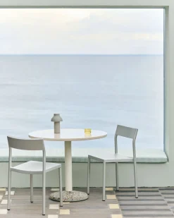 Table ronde en céramique blanc chaud 90x74cm - Hay