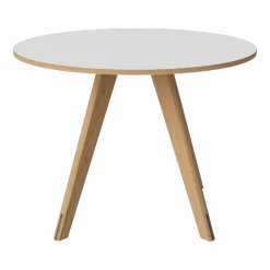 Table ronde en stratifié blanc et chêne massif huilé 100 cm New Mood - Bolia