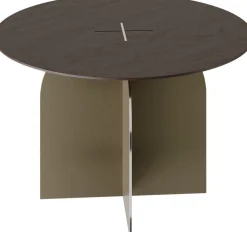 Tables basse ronde en acier inoxydable et chêne 70x44cm Ray - Versmissen