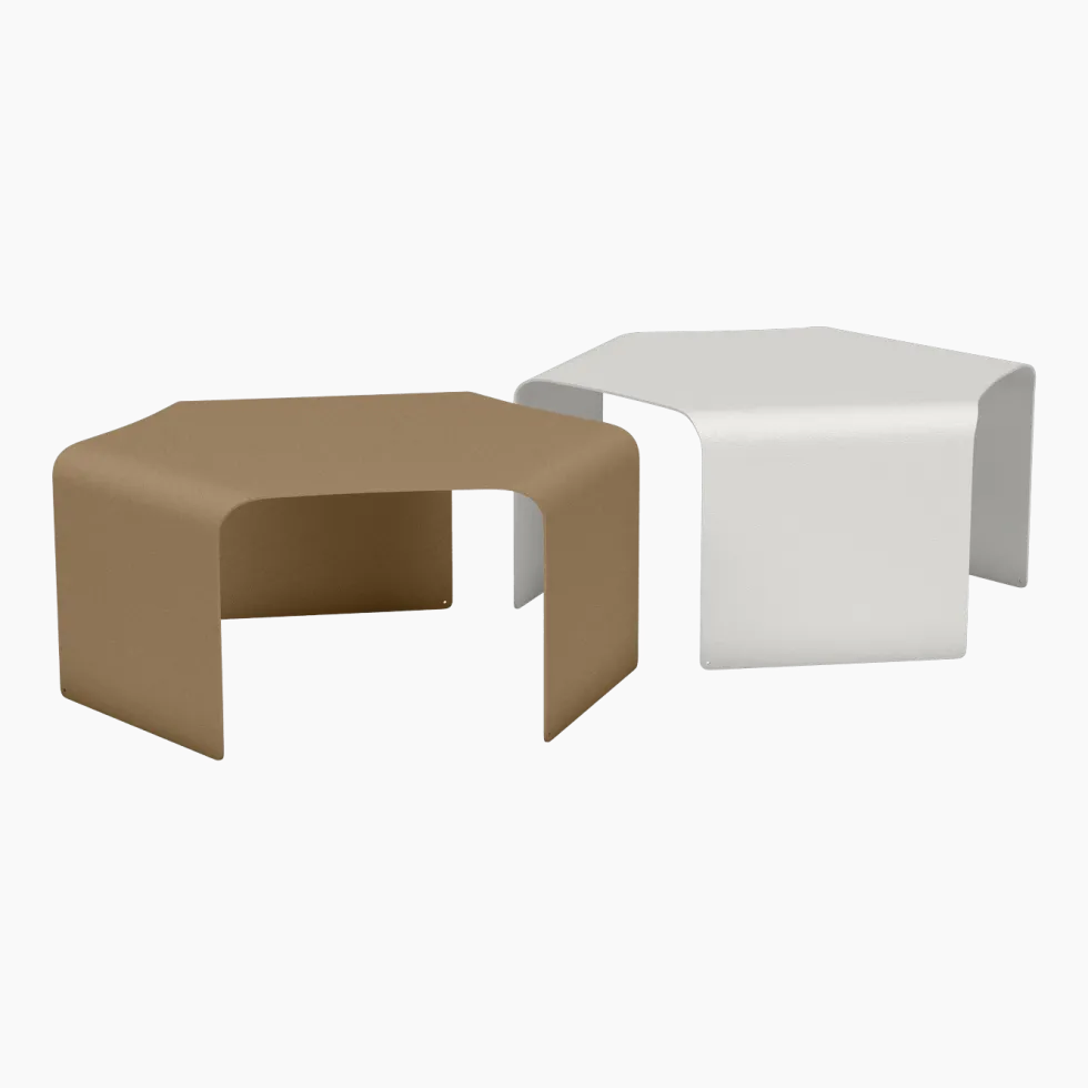 2 Tables basses en acier blanc et sable Ponant - Matière Grise