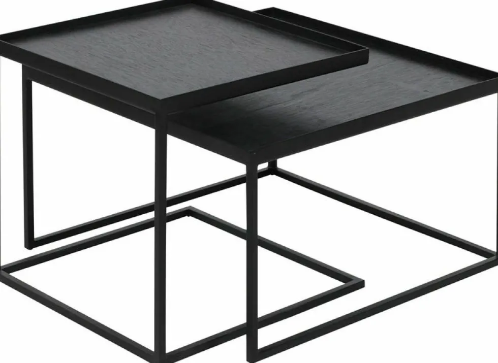 2 Tables basses en métal carrées à plateaux S et L - Ethnicraft Accessories