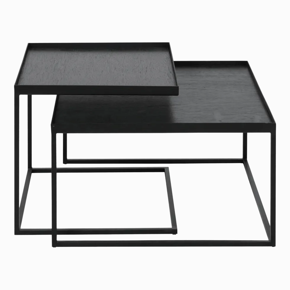 2 Tables basses en métal carrées à plateaux S et L - Ethnicraft Accessories