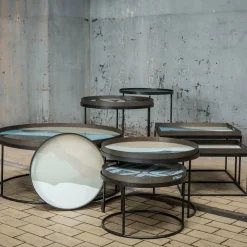 2 tables basses en métal à plateau rond 93 cm - Ethnicraft Accessories