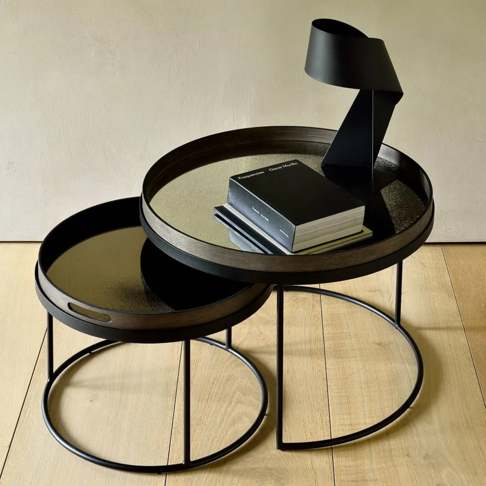 2 tables basses en métal à plateau rond 93 cm - Ethnicraft Accessories