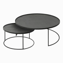 2 tables basses en métal à plateau rond 93 cm - Ethnicraft Accessories