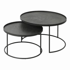 2 tables basses gigognes en métal à plateau rond 62 cm - Ethnicraft Accessories