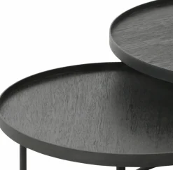 2 tables basses gigognes en métal à plateau rond 62 cm - Ethnicraft Accessories
