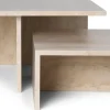 Tables basses gigognes en travertin cashmere Distinct - Ferm Living