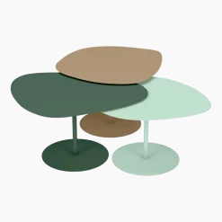3 Tables basses gigognes sable, olive et vert d'eau Galet - Matière Grise