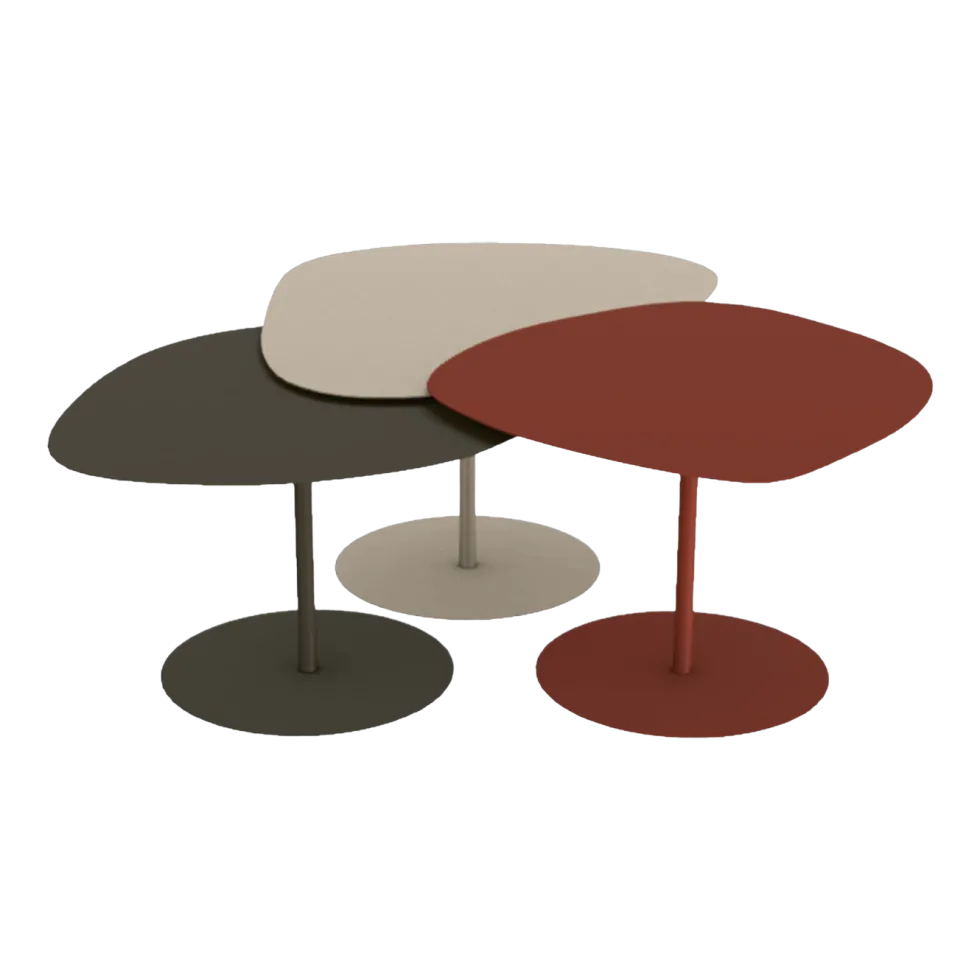 3 Tables basses gigognes terracotta, sable et bronze Galet - Matière Grise