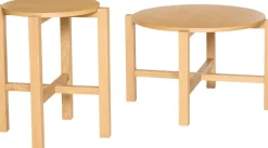 2 Tables basses rondes en bois de chêne naturel Four - Hübsch