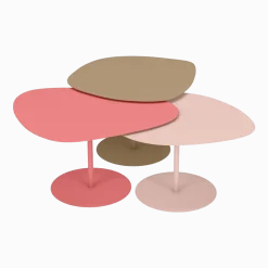 3 Tables basses sable et rose Galet - Matière Grise