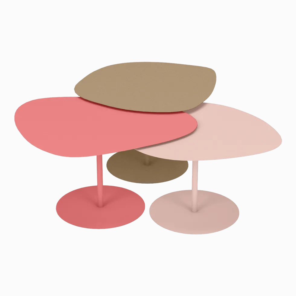 3 Tables basses sable et rose Galet - Matière Grise