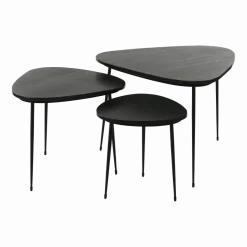 3 Tables d'appoint en marbre noir naturel Axio - Pomax