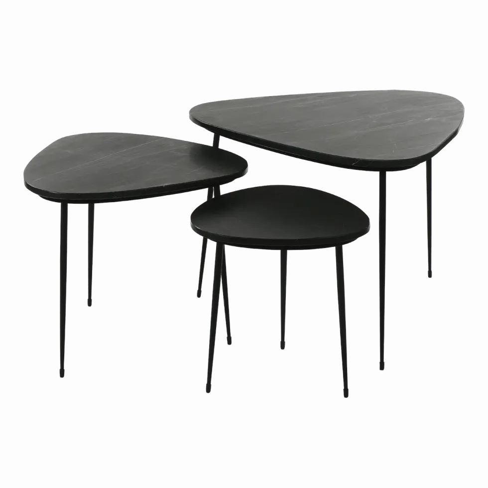 3 Tables d'appoint en marbre noir naturel Axio - Pomax