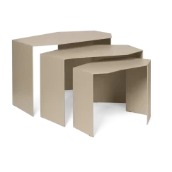 3 tables gigognes en acier cachemire Shard - Ferm living