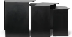 3 tables gigognes en acier noir Shard - Ferm living