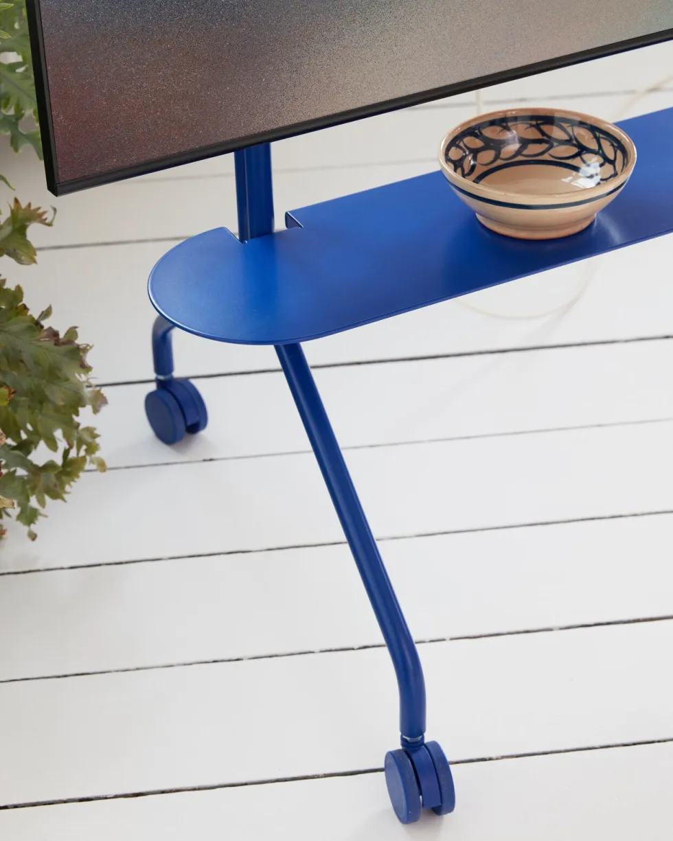 Tablette pour support tv en métal bleu marine 99x18cm Pipe - Pedestal