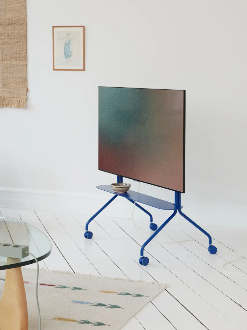 Tablette pour support tv en métal bleu marine 99x18cm Pipe - Pedestal