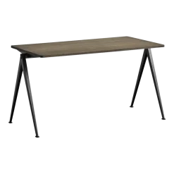 Table 140 x 65 cm en chêne solide fumé et acier noir Pyramid 01 - HAY