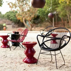 Tabouret bordeaux laqué Zig Zag - Pols Potten