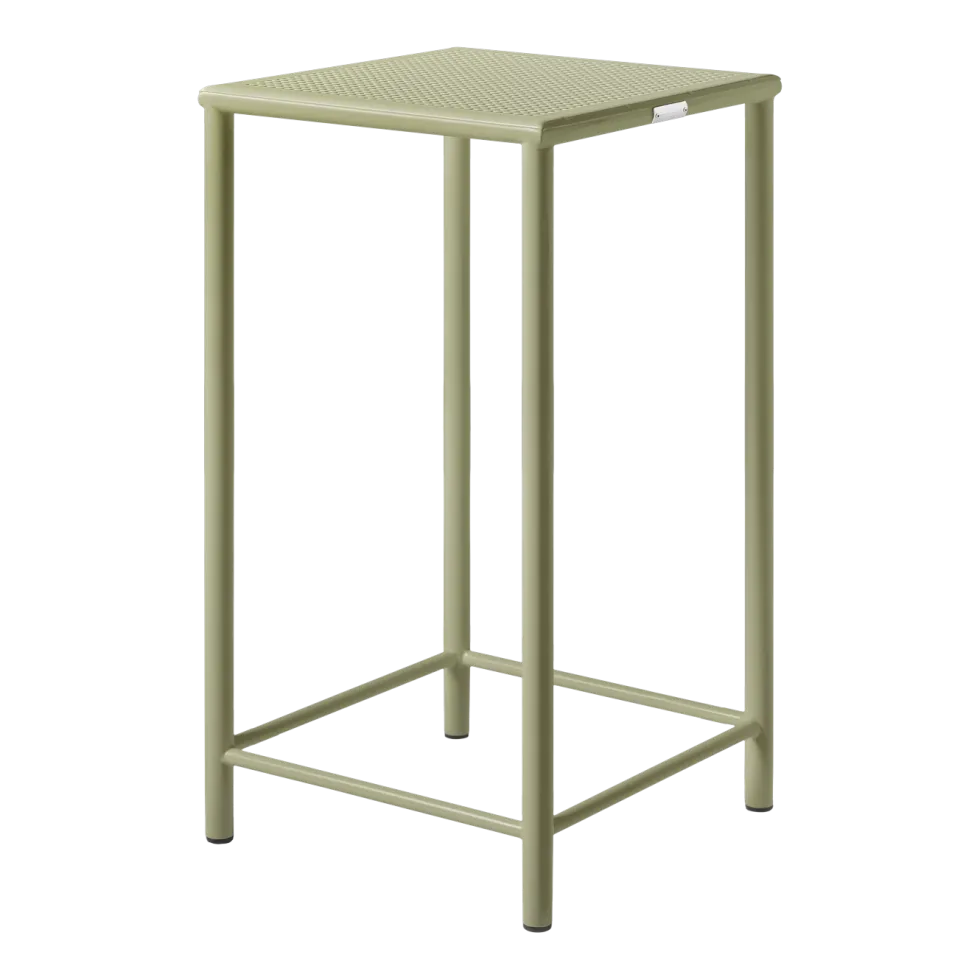 Tabouret de bar carré en acier tressé vert jonc 75cm T37 - Tolix