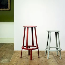 Tabouret de bar 75cm en aluminium gris Revolver - HAY