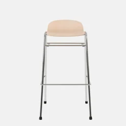 Tabouret de bar 75 cm en bois naturel et cadre argenté Touchwood - Hem