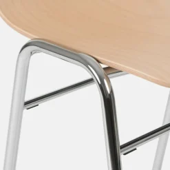 Tabouret de bar 75 cm en bois naturel et cadre argenté Touchwood - Hem